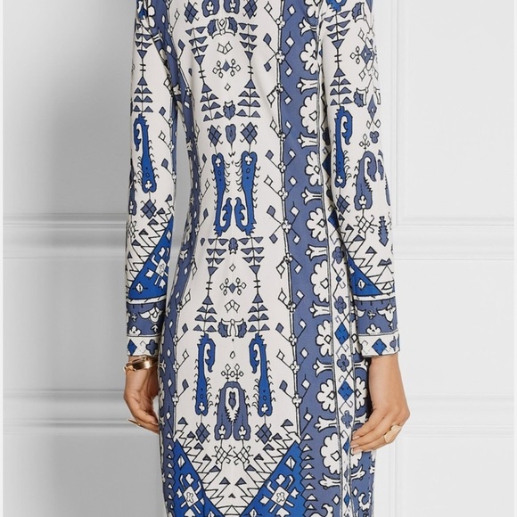 Tory Burch Navy and Cream Long Sleeve Dress - Picture 5 of 6